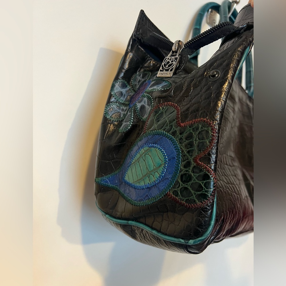 Braccialini Leather Patchwork Embellished Tote Ba… - image 3